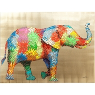 Obraz s ručními tahy Flower Elefant 90×120 cm
