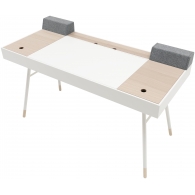 Cupertino bílý stůl s dekorem světlého dřeva