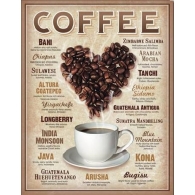 Posters Plechová cedule COFFEE - Heart, (31,5 x 40 cm)