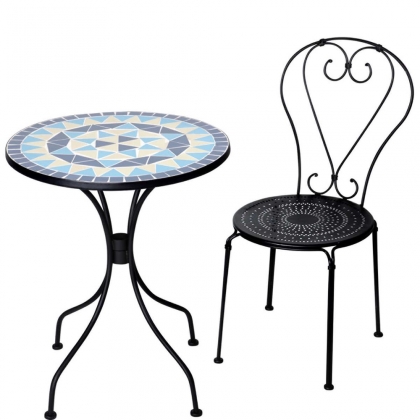 PALAZZO Stůl s mozaikou modrý/ béžový-3