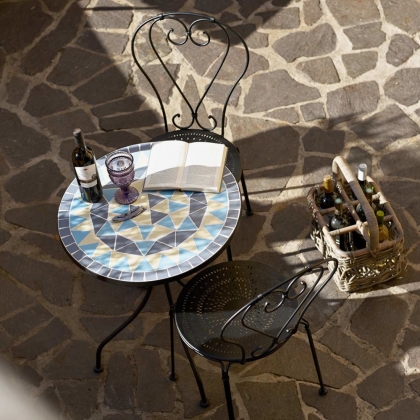 PALAZZO Stůl s mozaikou modrý/ béžový-4