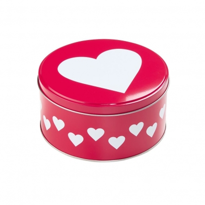 COOKIE JAR Dóza kulatá srdce 13,5 cm - červená/bílá