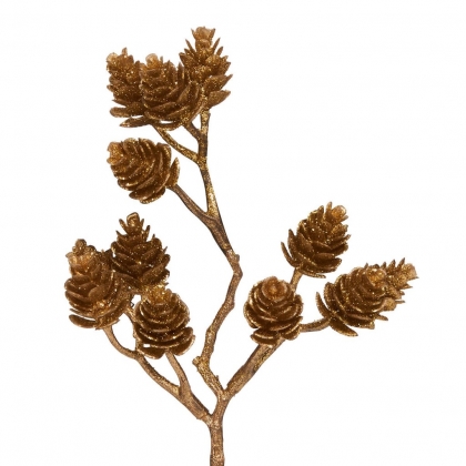 WINTERGREEN Větvička se šiškami 22,5 cm - zlatá-2