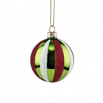 HANG ON Skleněná koule Candy Cane 6 cm - zelená