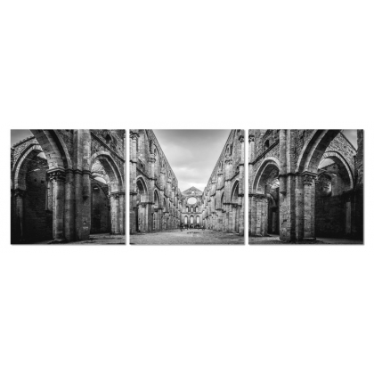 Posters Obraz na zeď - Šedé průčelí, (240 x 80 cm)