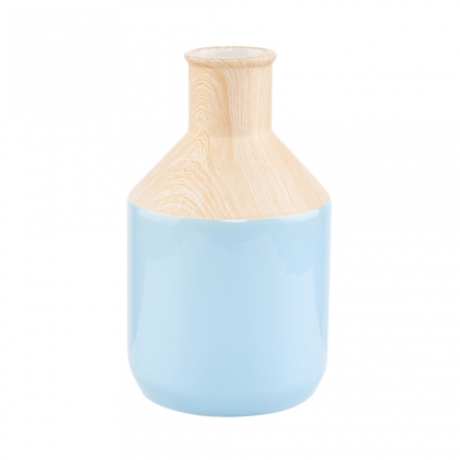 PASTELLO Keramická váza vzhled dřeva - světle modrá