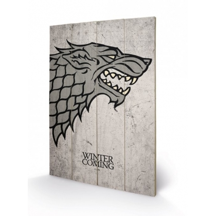 Posters Dřevěný obraz Hra o Trůny - Game of Thrones - Stark, (40 x 59 cm)