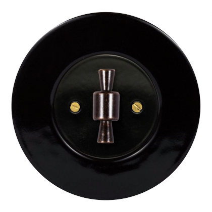 Retro vypínače černá keramika/černý kryt s kličkou