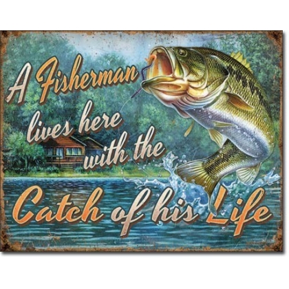 Posters Plechová cedule Fisherman's Catch, (16 x 12,5 cm)