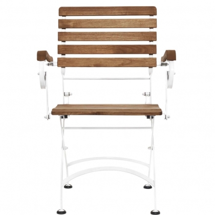 PARKLIFE Skládací židle s područkami - bílá/hnědá