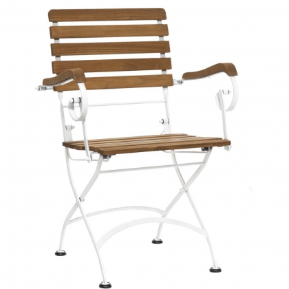 PARKLIFE Skládací židle s područkami - bílá/hnědá-2