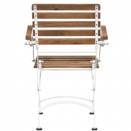 PARKLIFE Skládací židle s područkami - bílá/hnědá-5