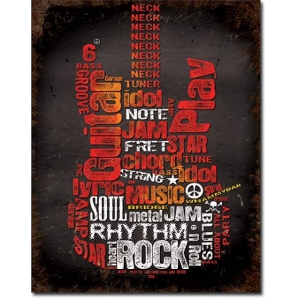 Posters Plechová cedule Guitar Inspiration, (12,5 x 16 cm)