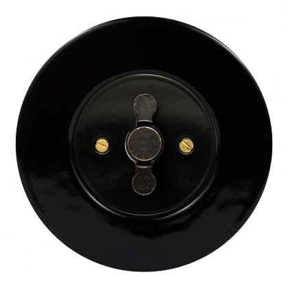 Retro vypínače černá keramika/černý kryt s kličkou-2