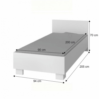 Tempo Kondela Postel 90/200, DTD laminovaná + ABS hrany, bílá, SVEND-3
