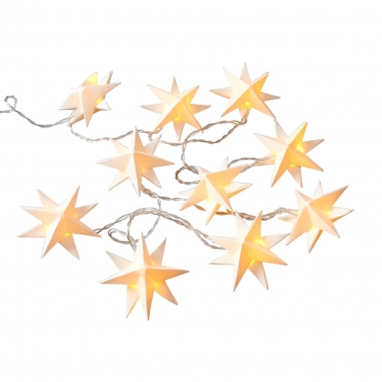 ORIGAMI Světelný řetěz papírové hvězdy 10 světel - bílá-3