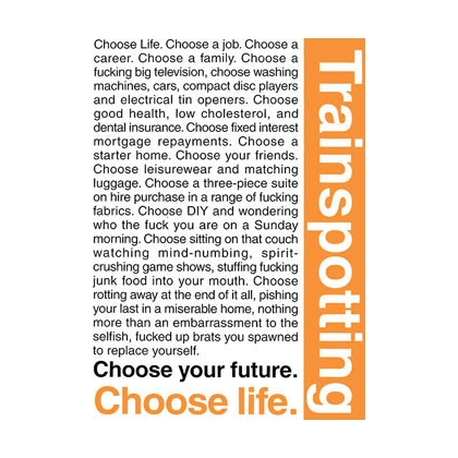 Posters Plakát, Obraz - TRAINSPOTTING - choose life, (61 x 91,5 cm)