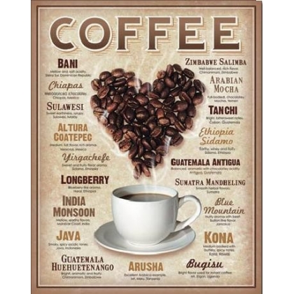 Posters Plechová cedule COFFEE - Heart, (31,5 x 40 cm)