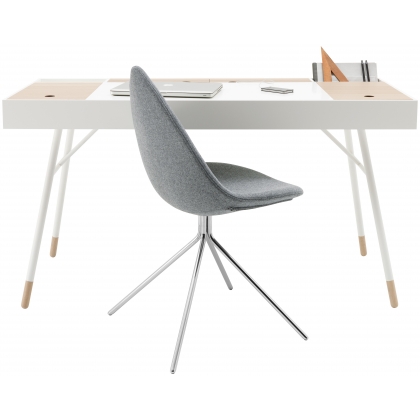 Cupertino bílý stůl s dekorem světlého dřeva-3