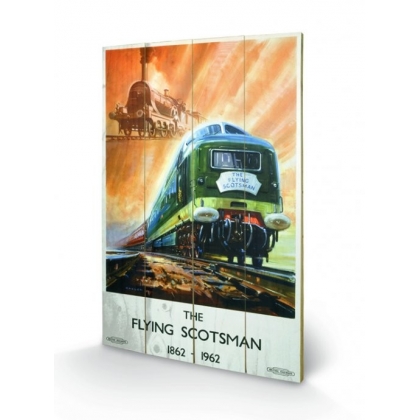 Posters Obraz na dřevě - Lokomotiva - The Flying Scotsman, (40 x 59 cm)