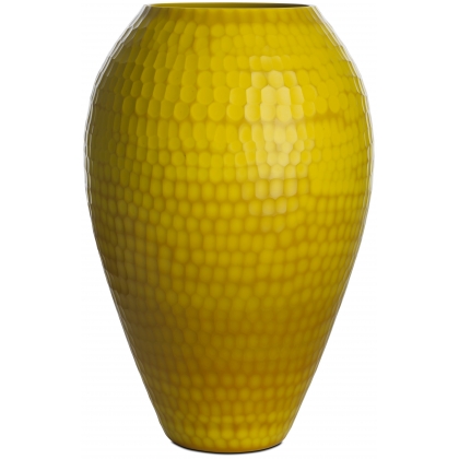 Cuba váza ve žlutém skle